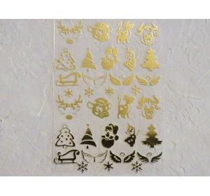 Термотрасферная наклейка "Новогодние 4" глянец, цв. золото 8,5*12 см (лист)