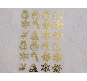 Термотрасферная наклейка "Новогодние 3" глянец, цв. золото 8,5*12 см (лист)
