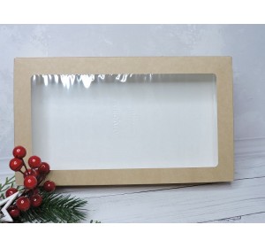 Коробка крафт с окном  25*15*4 см - 1 шт.