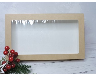 Коробка крафт с окном  25*15*4 см - 1 шт.