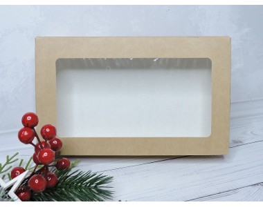 Коробка крафт с окном 20*12*4 см - 1 шт.