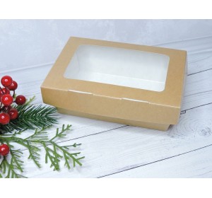 Коробка крафт  с окном 16(14)*11(9)**5,5 см - 1 шт.