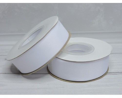 Репсовая лента 25 мм " 1 сорт",  цв. белый -1 м