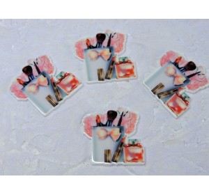 Кабошон-вырубка "Духи с косметикой" 3*3,2 см - 1 шт.