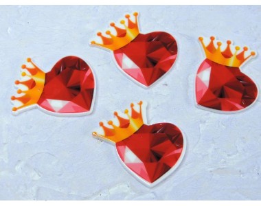 Кабошон-вырубка "Сердечко с короной" 3,4*3,5 см - 1 шт.