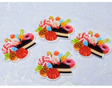 Кабошон-вырубка "Сладости" 3,5*2,7  см - 1 шт.