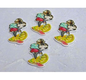 Кабошон-вырубка "Девочка с мороженым" 2,7*3,6 см  - 1 шт.