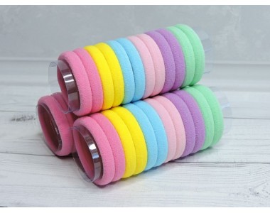 Бесшовные резинки для волос 4 см, ассорти№ 1 в тубе 12 шт