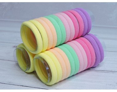 Бесшовные резинки для волос 4 см, ассорти в тубе 12 шт