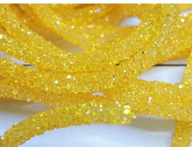 Шнур со стразами, цв. желтый - отрез  50 см.