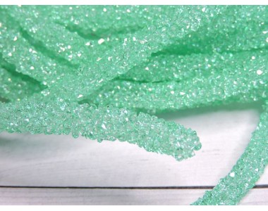 Шнур со стразами, цв. аквамариновый - отрез  50 см.