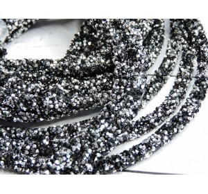 Шнур со стразами, цв. черный/серебро - отрез 50 см.