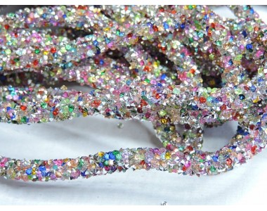 Шнур со стразами, цв. мультиколор - отрез  50 см.