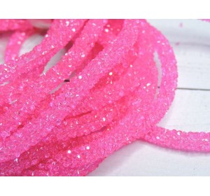 Шнур со стразами, цв. ярко-розовый - отрез  50 см.