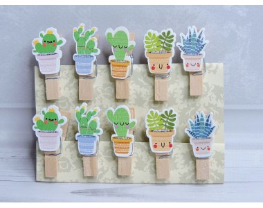 Прищепка декоративная 3,5 см "Кактусы" - 1 шт. (без выбора рис.)