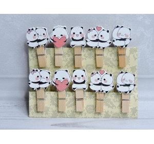 Прищепка декоративная 3,5 см "Пандочки" - 1 шт. (без выбора рис.)