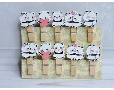 Прищепка декоративная 3,5 см "Пандочки" - 1 шт. (без выбора рис.)