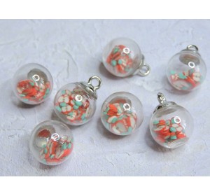 Подвеска шарик наполнителем "Яблоко" - 1 шт.