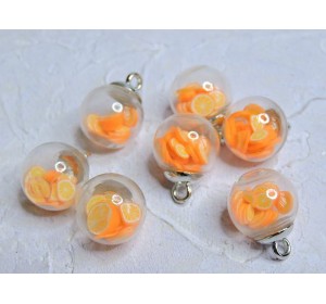 Подвеска шарик с наполнителем "Апельсин" - 1 шт.