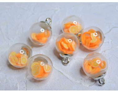 Подвеска шарик с наполнителем "Апельсин" - 1 шт.