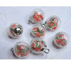 Подвеска шарик с наполнителем "Арбуз" - 1 шт.