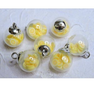 Подвеска шарик наполнителем "Лимон" - 1 шт.