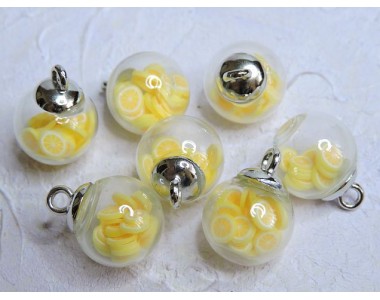 Подвеска шарик наполнителем "Лимон" - 1 шт.