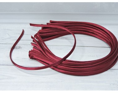 Ободок металл+атлас 0.5 см, цв. бордовый - 1 шт.