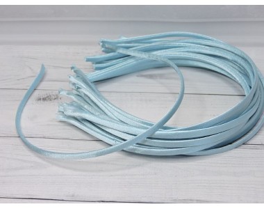 Ободок металл+атлас 0.5 см, цв. голубой - 1 шт.