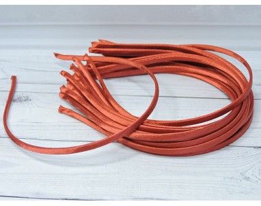 Ободок металл+атлас 0.5 см, цв. коралловый - 1 шт.