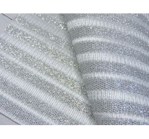 Кожзам "Соты, полоски", цв. серебро - 1 лист.