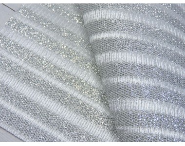 Кожзам "Соты, полоски", цв. серебро - 1 лист.