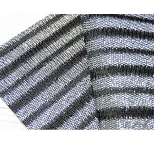 Кожзам "Соты, полоски", цв. серебро/черный - 1 лист.