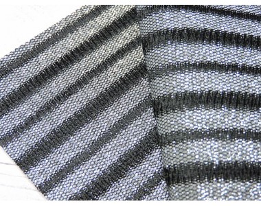 Кожзам "Соты, полоски", цв. серебро/черный - 1 лист.