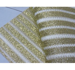 Кожзам "Соты, полоски", цв. золото - 1 лист.