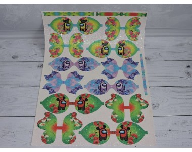 Кожзам-шаблон для бантиков с блестками "Амонг Ас" 20*30 см - 1 лист