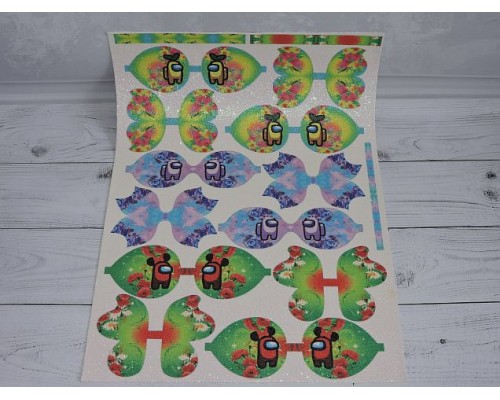 Кожзам-шаблон для бантиков с блестками "Амонг Ас" 20*30 см - 1 лист