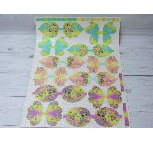 Кожзам-шаблон для бантиков с блестками "Тигренок" 20*30 см - 1 лист