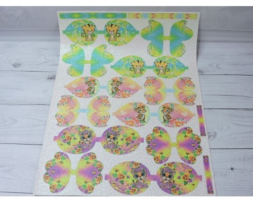 Кожзам-шаблон для бантиков с блестками "Тигренок" 20*30 см - 1 лист