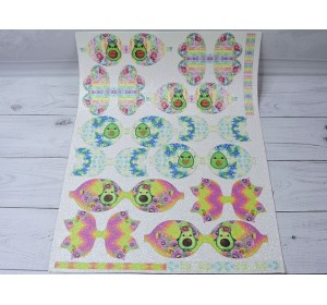 Кожзам-шаблон для бантиков с блестками "Авокадо" 20*30 см  - 1 лист 