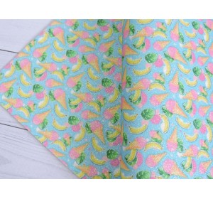 Кожзам с блестками "Мороженое" - 1 лист