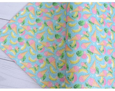 Кожзам с блестками "Мороженое" - 1 лист