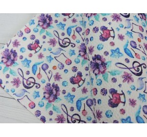 Кожзам зернистый с рисунком "Ноты" - 1 лист