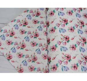 Кожзам зернистый с рисунком "Цветочки" - 1 лист