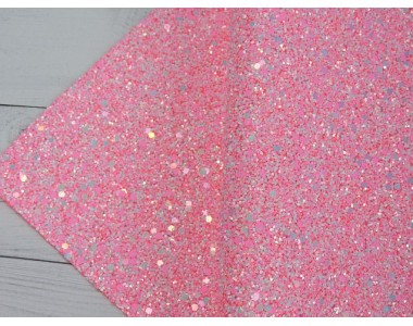 Кожзам "Блестки", цв. розовый - 1 лист