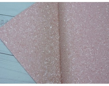 Кожзам "Блестки", цв. нежно-розовый - 1 лист