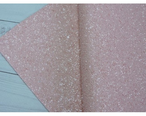 Кожзам "Блестки", цв. нежно-розовый - 1 лист