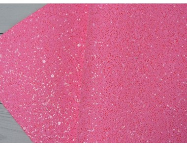 Кожзам "Блестки", цв. ярко-розовый - 1 лист