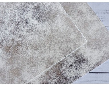 Кожзам с напылением, цв. белый/серебро - 1 лист