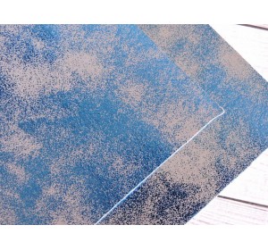 Кожзам с напылением, цв. бежевый/синий - 1 лист